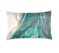 Beige Teal Turquoise Paint Splash Abstract Marbling Marble Fluid Cotton Velvet Pillowcase, Throw Pillow Sham Cushion Case Covers, Soft Breathable Bed Pillow Cases for Car Couch Bed 16x24 inches