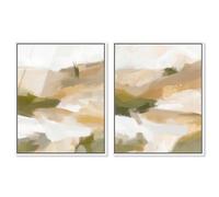 Beige Temptation Duo Framed Acrylic Print Green Wall Decor Set by Art Remedy, White Frame, 16 x 20