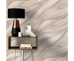 Beige Tones Wave Wallpaper 3D Textured Effect Casual Chic Vinyl Feature Lounge