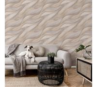 Beige Tones Wave Wallpaper 3D Textured Effect Casual Chic Vinyl Feature Lounge