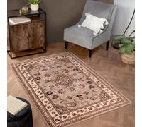 Beige Traditional Bordered Floral Easy To Clean Rug For Dining Room Bed Room And Living Room-160Cm X 230Cm