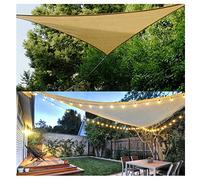 Beige Triangle Awning for Garden & Balcony Waterproof UV Protection Sun Shelter with Wind & Weather Guard 4x4x4m Includes LED Lights for Enhanced Outdoor Living