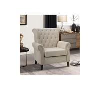 Beige Tufted Upholstered Wingback Armchair Living and Home Beige One Size