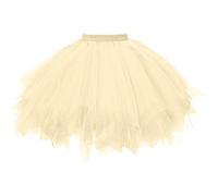 Beige Tutu Skirts for Women - Pleated, A Line, Mesh, Layered, Ruffle, Elasticated Waist, Swing, Tulle, Dance, Party, Prom, Ballet Skirt