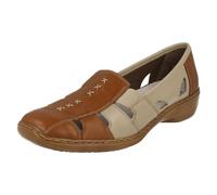 Rieker Ladies Rieker Cut Out Design Slip On Shoes 41385 - Beige - UK 3.5