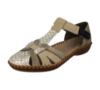 (Beige, UK 6.5) Ladies Rieker Cut Out Detailed T-Bar Summer Shoes M1650