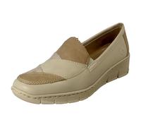Rieker Slip-On Shoes 53785 Doris - Leather Wedge Heel, Beige - UK 6 Medium (Women)