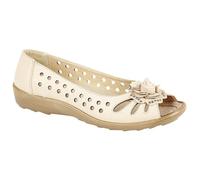 Boulevard Bow Open Toe Summer Shoes Various Multi Colours - Beige PU, Ladies UK 6 / EU 39