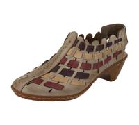 (Beige, UK 7.5) Ladies Rieker Sling Back Shoes With Woven Detail 46778