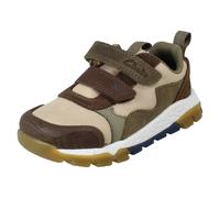 (Beige, UK 8.5 Child) Boys Clarks Dinosaur Trainers Steggy2Track - G Fit