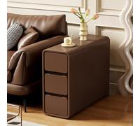 Beige Ultra-Narrow Storage Cabinet - Stylish Compact Nightstand & Bedside Table with Drawers for Small Spaces, Perfect for Bedroom & Living Room, 35x80x60cm/13.8x31.5x23