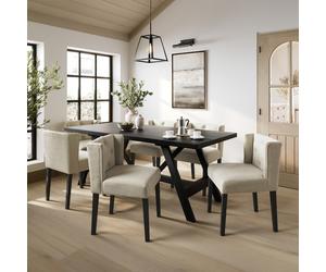 Beige Upholstered Buttoned Dining Chair - Shay