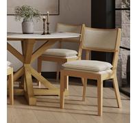 Beige Upholstered Cushioned Dining Chair - Maggie