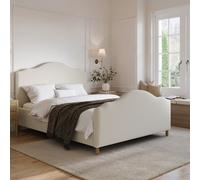 Beige Upholstered King Size Side-Lift Ottoman Storage Bed with Legs - Marie