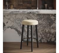 Beige Upholstered Kitchen Counter Bar Stool with Black Legs - Gatsby