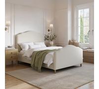 Beige Upholstered Small Double Side-Lift Ottoman Storage Bed with Legs - Marie