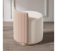 Beige Vanity Stool with Backrest Armless Design for Makeup Office Counter Dining - Stylish and Versatile Seating Solution.