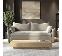 Beige Velvet Futon Sofa Bed with Storage - Seats 3 - Gaia