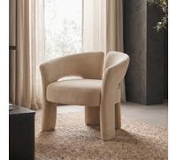 Beige Velvet Modern Curved Accent Chair - Azalea