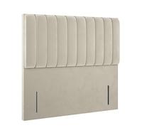 Beige Velvet Small Double Headboard with Vertical Stripe - Langston