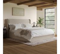 Beige Velvet Super King Ottoman Bed with Cushioned Headboard - Frida