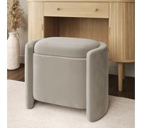 Beige Velvet Wrap Around Ottoman Stool - Taryn