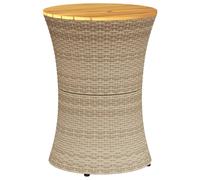 Garden Side Table Dining Table Drum Shape Poly Rattan and Solid Wood vidaXL