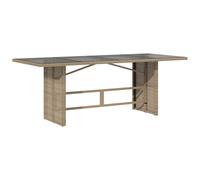 vidaXL Garden Table with Glass Top Beige 190x80x75 cm Poly Rattan
