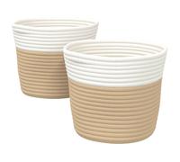 (beige) vidaXL Storage Baskets Laundry Washing Basket Laundry Hamper 2 pcs Cotton