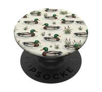 Beige Vintage Mallard Duck Pattern PopSockets Adhesive PopGrip