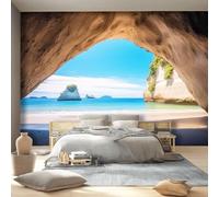 Beige Wall Mural Photo Wallpaper Mural - Nature Photography Beach Waves Non-Woven Decorative Wallpaper for Children's Bedroom Living Room Home Decoration, 250 x 175 cm (W x H)