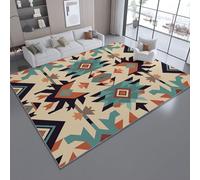 Beige Washable Area Rug, 80 x 150 cm Print Rug Modern Non-Slip - Folk Art Style Bohemian Geometric Soft Area Rug Floor Carpet for Living Room Bedroom Entryway Rug Home Decoration Carpet