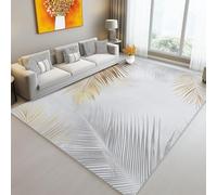 Beige Washable Area Rug 80 x 150 cm, Simple Plant Palm Leaf Lines Printed Design Short Lint Non-Slip Backing Carpet For Living Room, Open-Plan Lounge Tea Rooms Country Estates Outdoor Rug