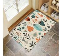 Beige Washable Entryway Rug Indoor Door Mat, Simple Line Drawing Leaves Floral Patterns Rugs for Living Room, Non-slip Modern Minimalist Mats for Front Door Entrance Welcome Mat, 80 x 120 cm