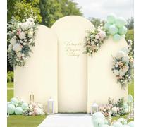 Beige Wedding Arch Cover (7.2FT, 6.6FT, 6FT) Set of 3 Arch Covers Stretchy Backdrop Spandex Fitted Chiara Backdrop Stands Cover for Birthday Party Baby Shower Wedding Arch Stand Decoration