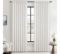 Beige White Unique Linen Sheer Curtains 86 Inches Long 2 Panels, Modern Curtain Light Filtering Privacy Ceiling Track Pleated Living Room Drapes Length Coastal Window Aesthetic Decor W52xL86,Tiebacks