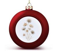 Beige Wildflower Cluster Flower Christmas Ball Ornaments Shatterproof Hanging Red Xmas Tree Balls for Christmas Tree Decoration Holiday Wedding Party