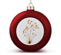 Beige Wildflower Watercolor Christmas Ball Ornaments Shatterproof Hanging Red Xmas Tree Balls for Christmas Tree Decoration Holiday Wedding Party