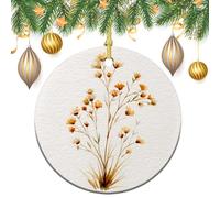 Beige Wildflower Watercolor Christmas Tree Hanging Ornaments,2 Pieces, 7.2CM Round Double-Sided