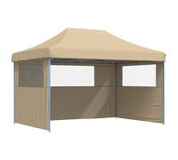 (beige, with 3 sidewalls) vidaXL Foldable Party Tent Pop-Up with 4 Sidewalls Patio Gazebo Canopy Shelter