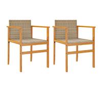 (beige, with pillow) vidaXL Garden Chairs with Cushions Outdoor Chair Poly Rattan and Solid Wood