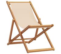 (beige, without armrest/ 1 pcs) vidaXL Folding Beach Chair Outdoor Chair Garden Beach Fabric and Wooden Frame