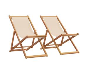 (beige, without armrest/ 2 pcs) vidaXL Folding Beach Chair Outdoor Chair Garden Beach Fabric and Wooden Frame