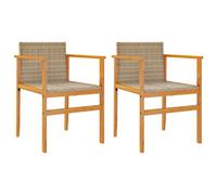 (beige, without pillow) vidaXL Garden Chairs with Cushions Outdoor Chair Poly Rattan and Solid Wood
