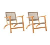 Garden Chairs Set 2pcs Beige PE Rattan Acacia Wood 63x79x76cm Powder Steel Seat