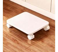 Beige Wooden Rolling Trolley with Locking Wheels, 4 Universal Wheel Printer Stand & Computer Tower Cart, Versatile for Office, Home, or Plant Display (17.7x19.6x2.2in)