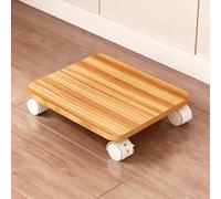 Beige Wooden Trolley with Locking Wheels, Rolling Printer Stand & Computer Tower Cart, 4 Universal Wheels, Versatile for Office, Home, or Plant Display (17.7x19.6x2.2in)