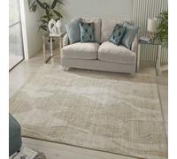 Beige Wool Abstract Luxurious Modern Easy To Clean Abstract Dining Room Bedroom And Living Room Rug -274Cm X 366Cm
