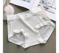 (beige, XL) Women's Underwear Summer Seamless Ultra-thin Invisible Mid-waist Breathable Quick-drying Silk Crotch Ice Silk Briefs