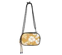 Beige Yellow Flowers Silhouette Small Purse Crossbody for Women Beauty with Adjustable Strap Shoulder Bag Have a meal bolsa de mano para mujer elegante